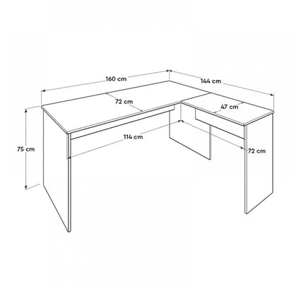 Executive desk Rio Megapap corner reversible charcoal color 160x144x75cm.