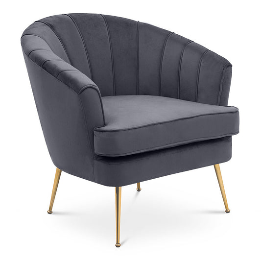 Πολυθρόνα Adrienne Megapap βελούδινη χρώμα γκρι 79x75x81εκ. - Hippiehome.gr