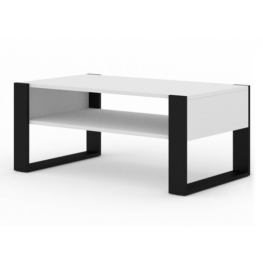 Τραπεζάκι σαλονιού Minimal Megapap σε χρώμα λευκό - μαύρο 110x60x48εκ. - Hippiehome.gr