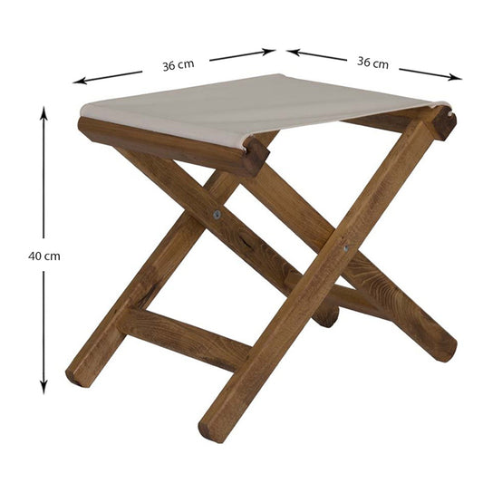 Σκαμπώ πτυσσόμενο Klara Megapap από ξύλο οξιάς σε καρυδί και εκρού διάτρητο πανί 36x36x40εκ. - Hippiehome.gr