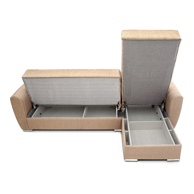Γωνιακός καναπές - κρεβάτι Landon Megapap αναστρέψιμος υφασμάτινος με αποθηκευτικό χώρο σε μπεζ - ανοιχτό καφέ 256x60/115x90εκ. - Hippiehome.gr