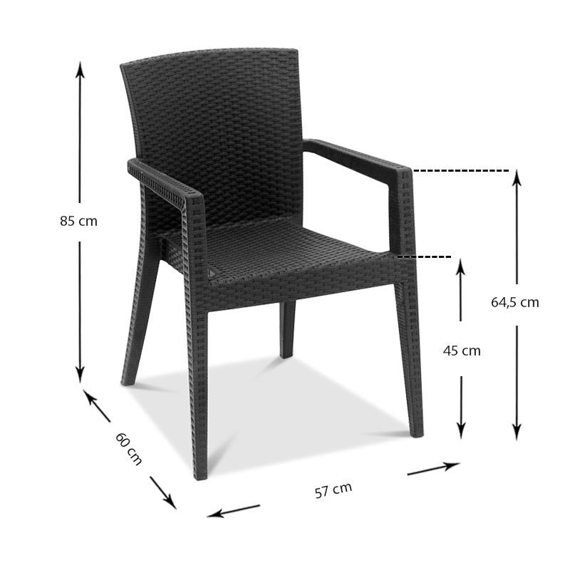 Πολυθρόνα κήπου Bali Megapap από PP χρώμα ανθρακί 57x60x85εκ. - Hippie Home 