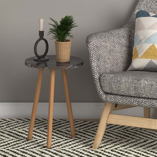 Βοηθητικό τραπεζάκι Roma Megapap από μελαμίνη χρώμα μαύρο εφέ μαρμάρου 33,5x33,5x46εκ. - Hippiehome.gr