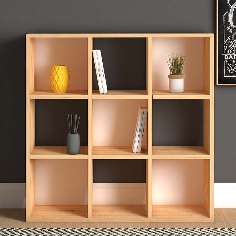 Βιβλιοθήκη Cube Megapap από μελαμίνη χρώμα oak 90x30x90εκ. - Hippie Home 