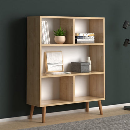 Βιβλιοθήκη μελαμίνης Cube Megapap χρώμα oak 80x24x100εκ. - Hippie Home 