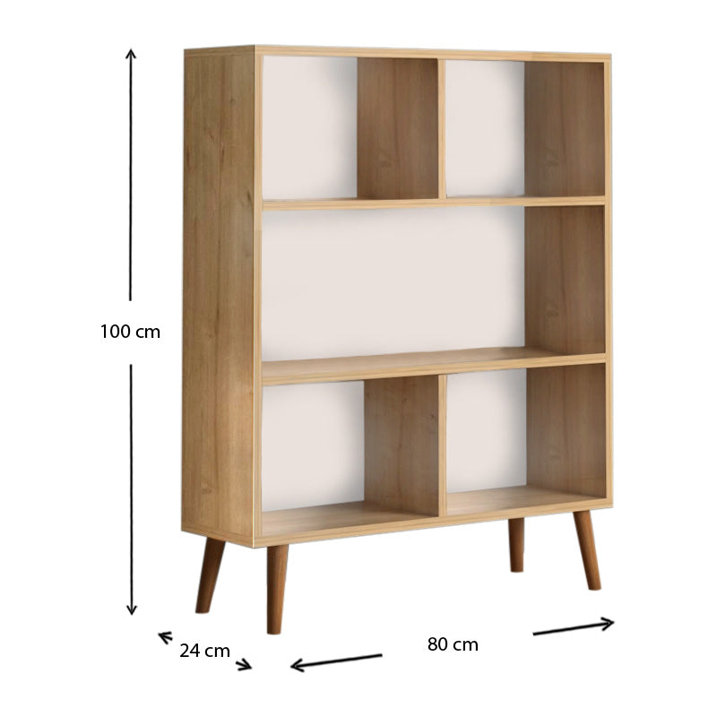 Βιβλιοθήκη μελαμίνης Cube Megapap χρώμα oak 80x24x100εκ. - Hippie Home 