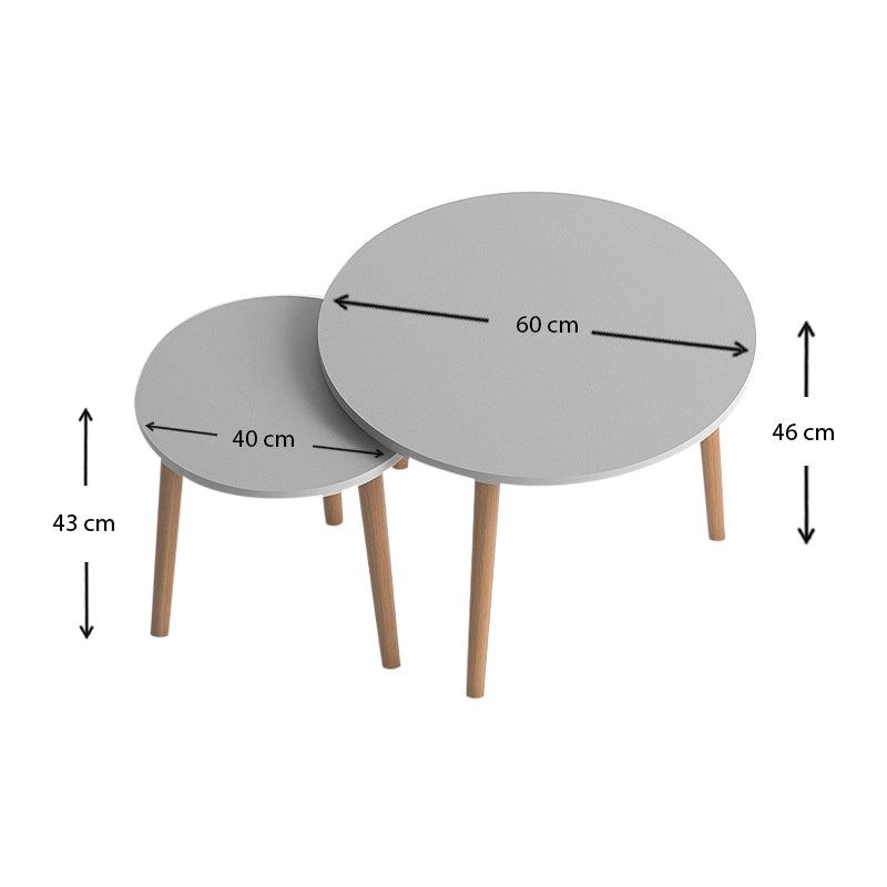 Σετ τραπεζάκια σαλονιού μελαμίνης Roma Megapap 2 τμχ. χρώμα λευκό 60x60x46εκ. - Hippiehome.gr