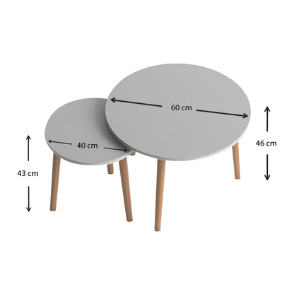 Σετ τραπεζάκια σαλονιού μελαμίνης Roma Megapap 2 τμχ. χρώμα λευκό 60x60x46εκ. - Hippiehome.gr