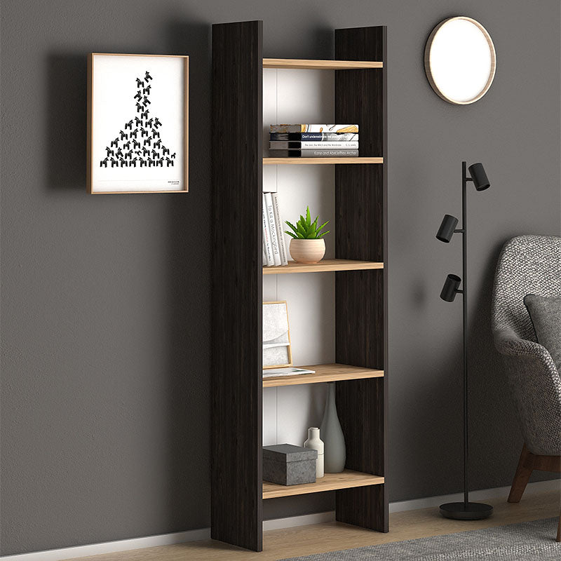 Βιβλιοθήκη μελαμίνης Flora Megapap χρώμα industrial grey - oak 52x25x158εκ. - Hippie Home 