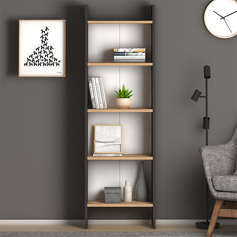 Βιβλιοθήκη μελαμίνης Flora Megapap χρώμα industrial grey - oak 52x25x158εκ. - Hippie Home 