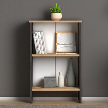 Βιβλιοθήκη μελαμίνης Flora Megapap χρώμα industrial grey - oak 52x25x80εκ. - Hippie Home 