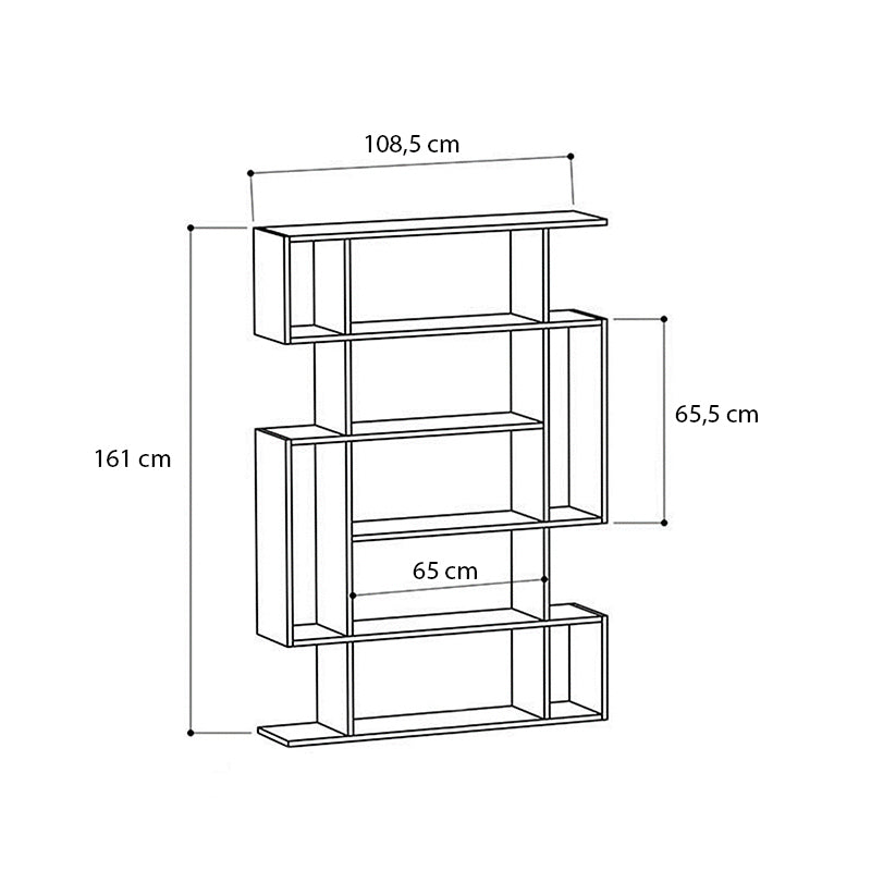 Βιβλιοθήκη μελαμίνης Clint Megapap χρώμα sonoma - ανθρακί 108x25x161εκ. - Hippie Home 