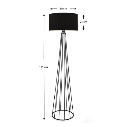 Φωτιστικό δαπέδου Faraday Megapap μέταλλο/ύφασμα χρώμα μαύρο 38x21x155εκ. - Hippie Home 