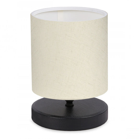Φωτιστικό επιτραπέζιο Hassard Megapap ύφασμα/Mdf χρώμα κρεμ/μαύρο 15x16x22εκ. - Hippiehome.gr