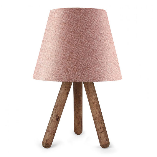 Φωτιστικό επιτραπέζιο Lander Megapap ύφασμα Pvc/ξύλο χρώμα ροζ/καφέ 22x14x32εκ. - Hippiehome.gr