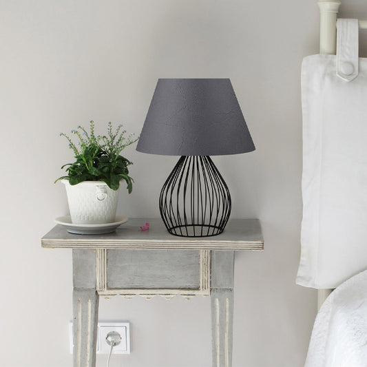 Φωτιστικό επιτραπέζιο Akerlind Megapap ύφασμα Pvc/μέταλλο χρώμα ανθρακί/μαύρο 22x17x36εκ. - Hippiehome.gr