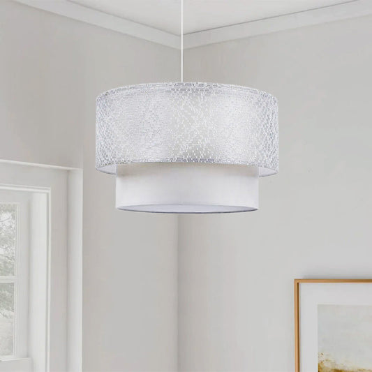 Φωτιστικό οροφής Barnhart Megapap υφασμάτινο μονόφωτο χρώμα λευκό 30x30x70εκ. - Hippiehome.gr