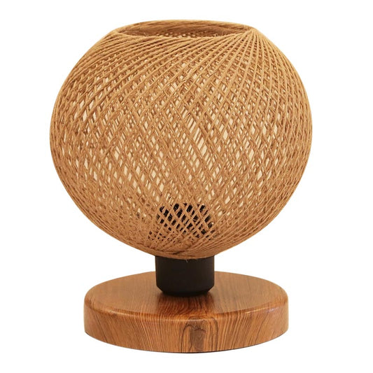 Φωτιστικό επιτραπέζιο Bonnie Megapap E27 κλωστή/Mdf χρώμα φυσικό/καφέ 19x15x22εκ. - Hippiehome.gr