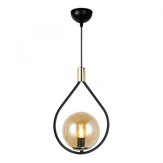 Φωτιστικό οροφής Lewis Megapap E27 μεταλλικό μονόφωτο χρώμα μαύρο - χρυσό 14x26x70εκ. - Hippiehome.gr