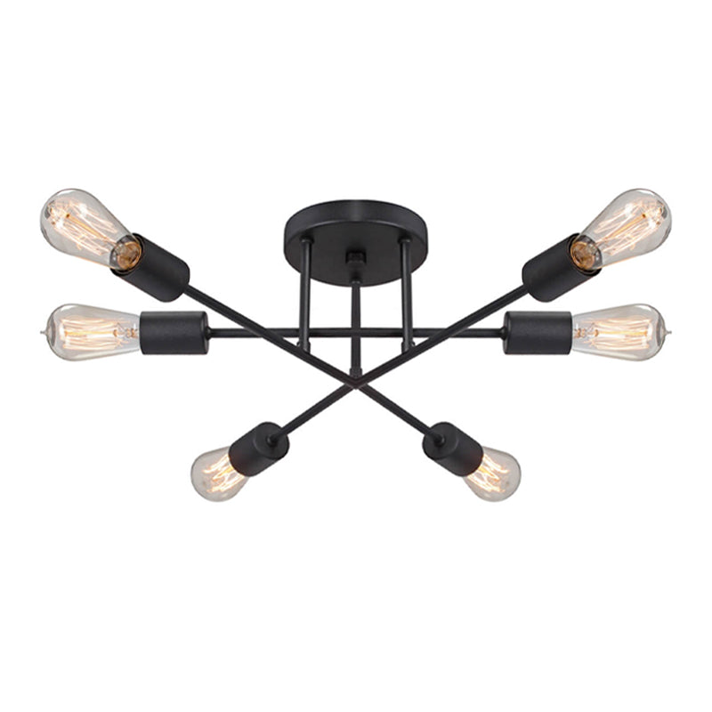 Φωτιστικό οροφής Helga Megapap E27 μεταλλικό εξάφωτο χρώμα μαύρο 50x12x20εκ. - Hippiehome.gr