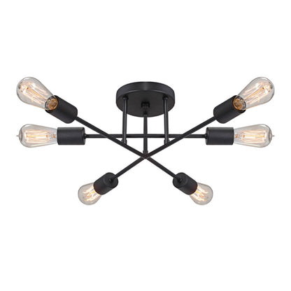 Φωτιστικό οροφής Helga Megapap E27 μεταλλικό εξάφωτο χρώμα μαύρο 50x12x20εκ. - Hippiehome.gr