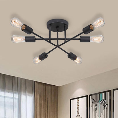 Φωτιστικό οροφής Helga Megapap E27 μεταλλικό εξάφωτο χρώμα μαύρο 50x12x20εκ. - Hippiehome.gr