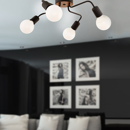 Φωτιστικό οροφής Horus Megapap E27 μεταλλικό τετράφωτο χρώμα μαύρο 48x48x10εκ. - Hippiehome.gr