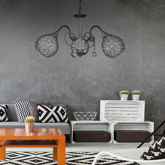 Φωτιστικό οροφής Dagobert Megapap E27 μεταλλικό τρίφωτο χρώμα ασημί 53x53x61εκ. - Hippiehome.gr