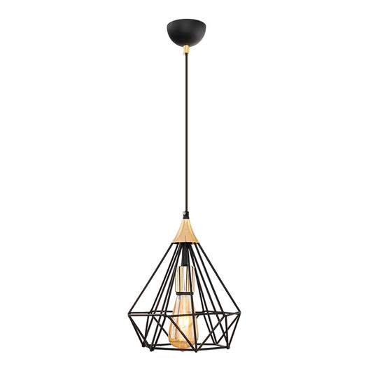 Φωτιστικό οροφής Hideki Megapap E27 μεταλλικό μονόφωτο χρώμα μαύρο 22x22x80εκ. - Hippiehome.gr