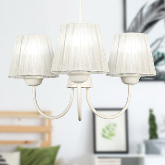 Φωτιστικό οροφής Ovana Megapap E27 μεταλλικό - υφασμάτινο τρίφωτο χρώμα κρεμ 45x45x50εκ. - Hippiehome.gr