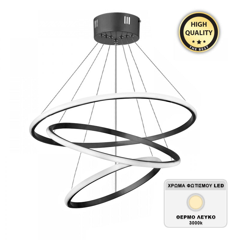 Ceiling lamp Led Costner Megapap metal color black 47x47x63cm.