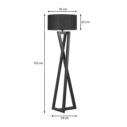 Grace Megapap floor lamp wood/fabric color black 45x45x150cm.