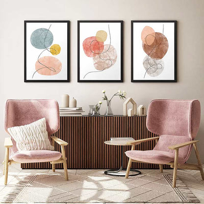 Πίνακας "Circles" Megapap 3 τμχ. σε πλαίσιο 35x45x2εκ. - Hippiehome.gr