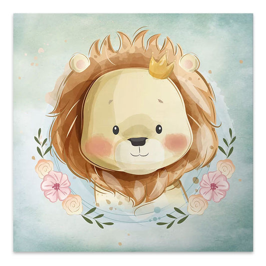 Πίνακας σε καμβά "Baby Lion" Megapap ψηφιακής εκτύπωσης 40x40x3εκ. - Hippiehome.gr