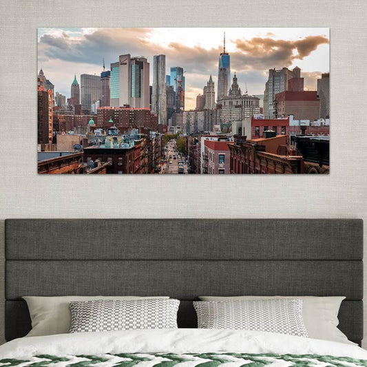 Πίνακας σε καμβά "New York Manhattan" Megapap ψηφιακής εκτύπωσης 140x70x3εκ. - Hippiehome.gr