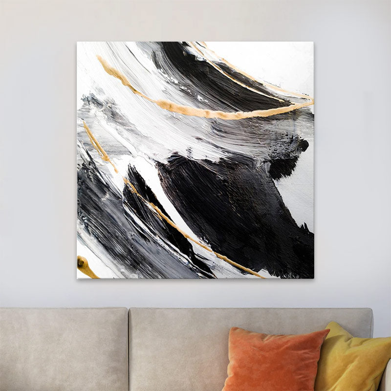 Πίνακας σε καμβά "Golden And Silver Reflections" Megapap ψηφιακής εκτύπωσης 100x100x3εκ. - Hippiehome.gr