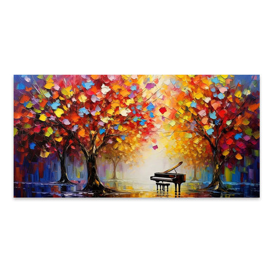 Πίνακας σε καμβά "Piano in Colorful Forest" Megapap ψηφιακής εκτύπωσης 120x60x3εκ. - Hippiehome.gr