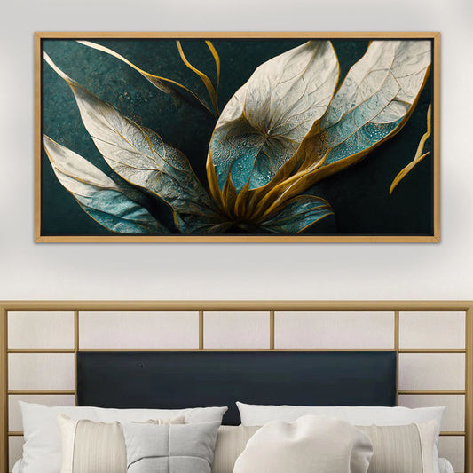 Πίνακας σε καμβά "Exotic Flower" Megapap ψηφιακής εκτύπωσης με κορνίζα χρώμα χρυσό 140x70x3εκ. - Hippiehome.gr