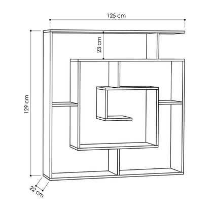 Βιβλιοθήκη μελαμίνης Labirent Megapap χρώμα λευκό 125x22x129εκ. - Hippie Home 