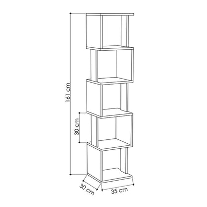 Βιβλιοθήκη Piri Megapap από μελαμίνη χρώμα λευκό 35x30x161εκ. - Hippie Home 