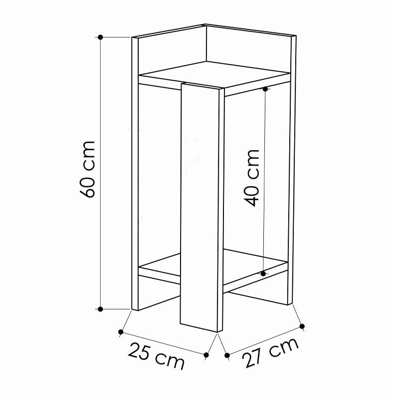 Melamine bedside table Elos Megapap set of 2 pieces sapphire oak color 25x27x60cm.