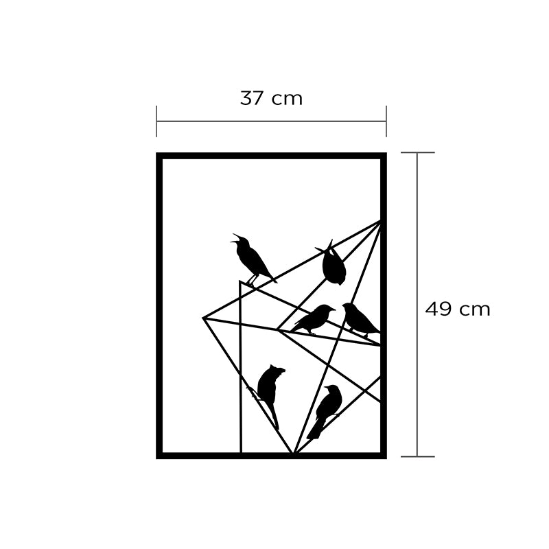 Διακοσμητικό τοίχου Birds on Wire Megapap μεταλλικό χρώμα μαύρο 37x2x49εκ. - Hippie Home 