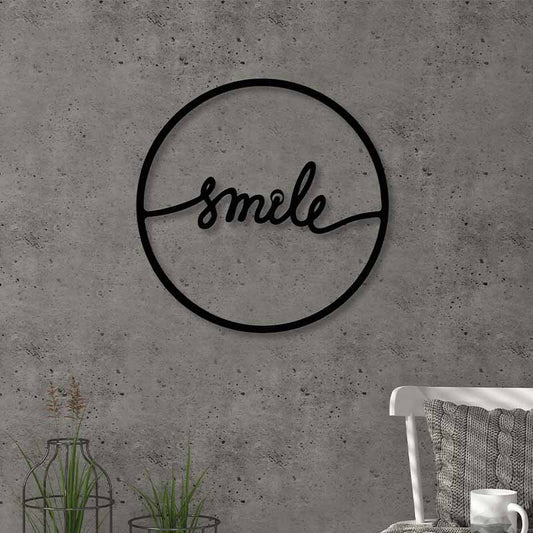 Διακοσμητικό τοίχου Smile Megapap μεταλλικό χρώμα μαύρο 45x2x45εκ. - Hippie Home 
