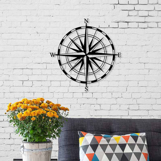 Διακοσμητικό τοίχου Compass Megapap μεταλλικό χρώμα μαύρο 45x2x45εκ. - Hippie Home 