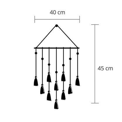 Διακοσμητικό τοίχου Tassel Megapap μεταλλικό χρώμα μαύρο 32,6x2x60εκ. - Hippie Home 