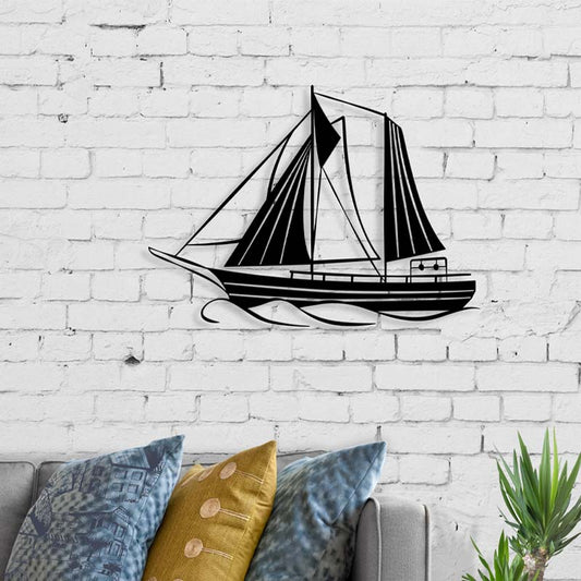 Διακοσμητικό τοίχου Sail Megapap μεταλλικό χρώμα μαύρο 55x2x40εκ. - Hippie Home 