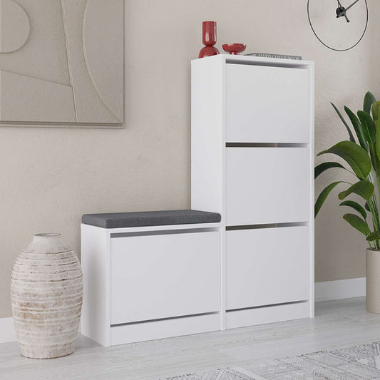 Παπουτσοθήκη μελαμίνης Dude Megapap χρώμα λευκό 104,8x26x118,5εκ. - Hippiehome.gr