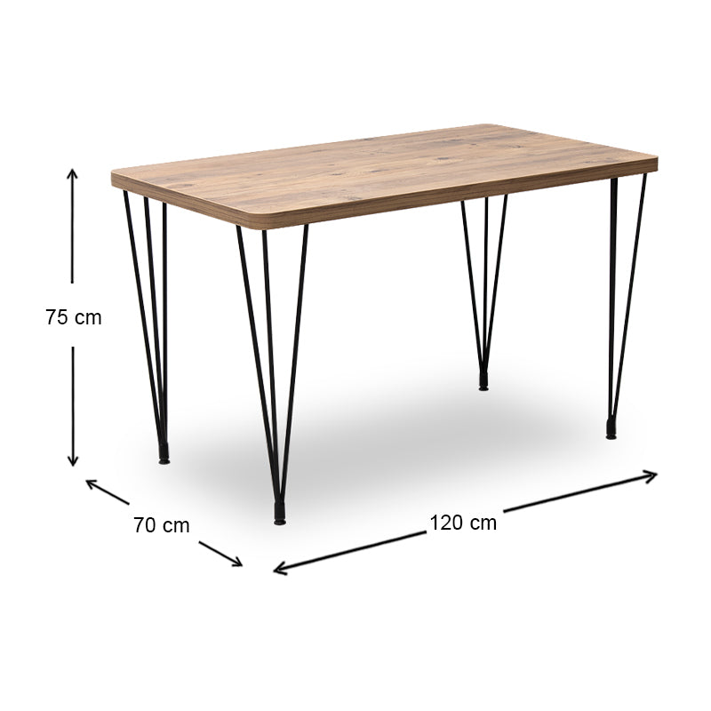 Τραπέζι Roger Megapap Mdf - μεταλλικό χρώμα ακακίας 120x70x75εκ. - Hippie Home 