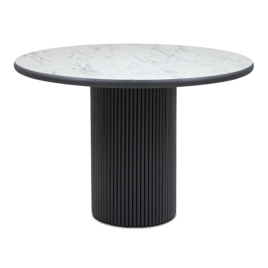 Τραπέζι Borno Megapap χρώμα μαύρο - λευκό εφέ μαρμάρου Ø115x79 εκ.