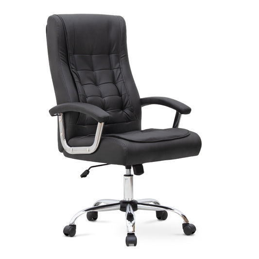 Καρέκλα γραφείου διευθυντική Vision Megapap από τεχνόδερμα χρώμα μαύρο 63x70x112/120εκ. - Hippie Home 